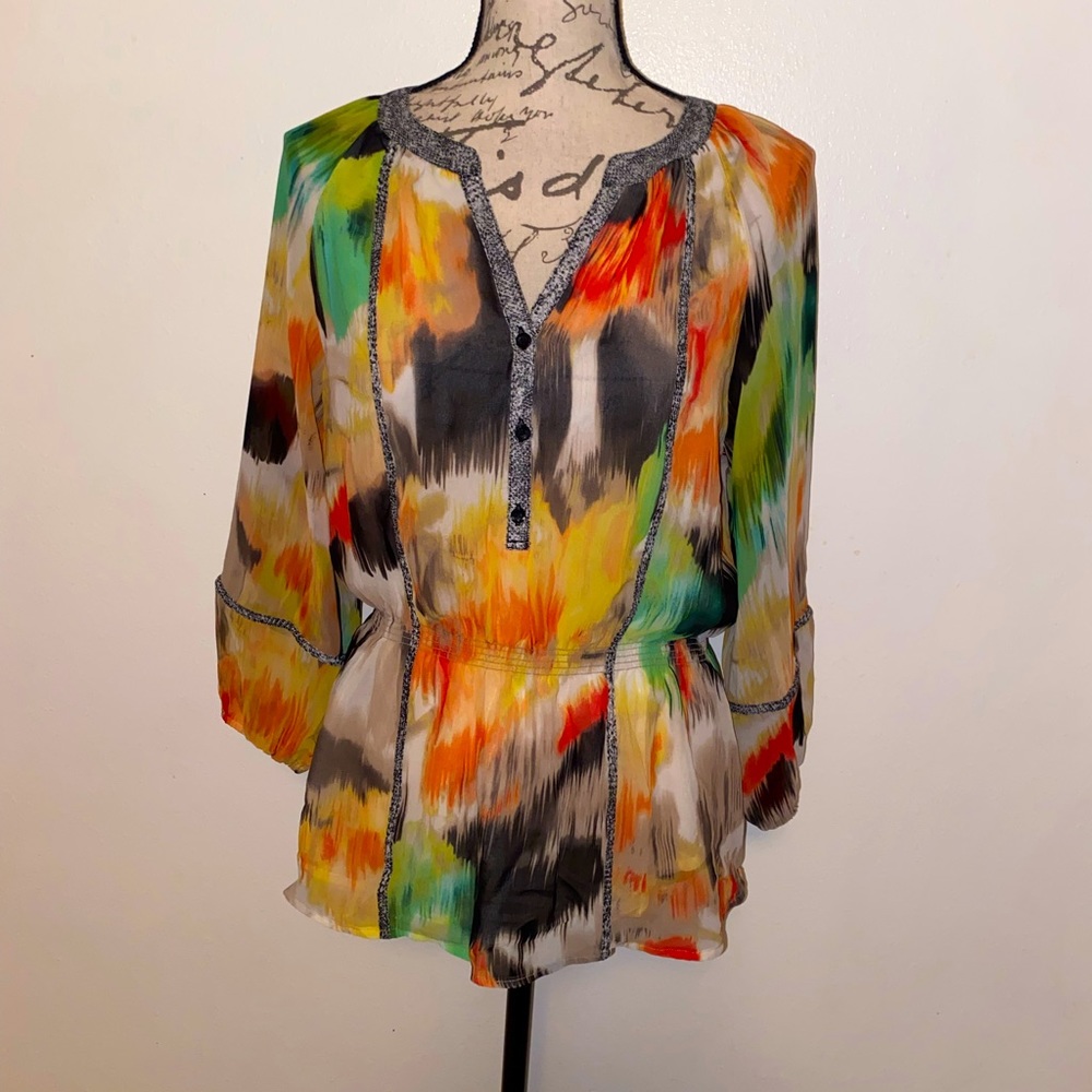 Calvin Klein Multicolor Brushstroke Print Blouse